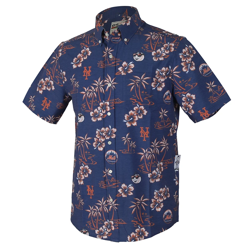 Men's Reyn Spooner Royal New York Mets Kekai Performance Button-Down Tri-Blend Top