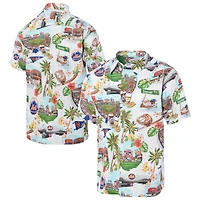 Men's Reyn Spooner White New York Mets Big & Tall Scenic Performance Tri-Blend Aloha Button-Down Shirt