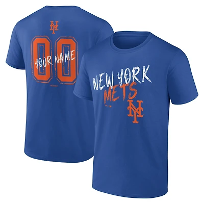 T-shirt personnalisé pour homme Royal New York Mets Hustle avec nom et numéro