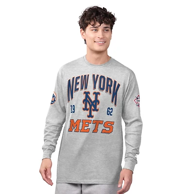 Men's Starter  Heather Gray/Royal New York Mets Two-Pack Long Sleeve & Short T-Shirt Set