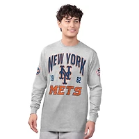 Ensemble de deux t-shirts à manches longues et courtes Starter pour homme, gris chiné/bleu roi, New York Mets