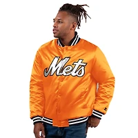 Men's Starter Orange New York Mets Cross Bronx Fashion Satin Full-Snap Varsity Jacket