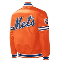Veste universitaire Starter Orange New York Mets Slider en satin à boutons-pression pour hommes