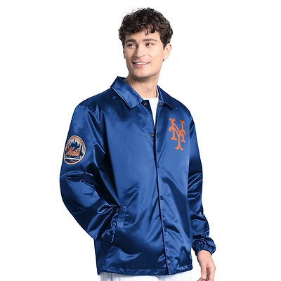 Veste d'entraîneur à boutons-pression pour homme Starter Royal New York Mets Point Man