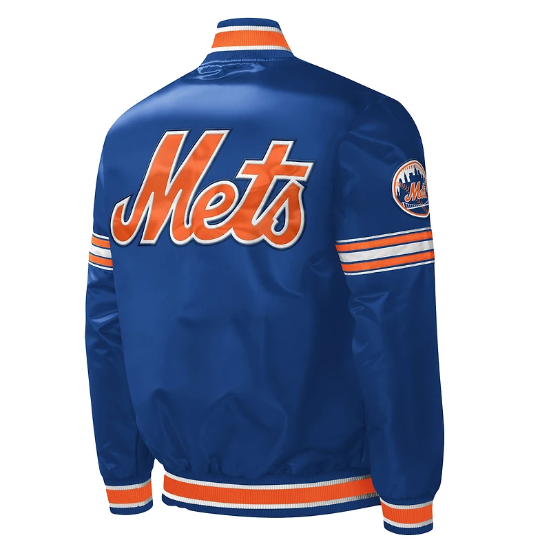 Veste universitaire Starter Royal New York Mets Midfield en satin à boutons-pression pour homme
