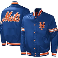 Veste universitaire Starter Royal New York Mets Midfield en satin à boutons-pression pour homme