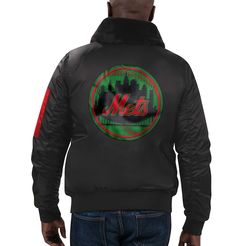 Men's Starter x Ty Mopkins Black New York Mets History Month Satin Full-Zip Jacket