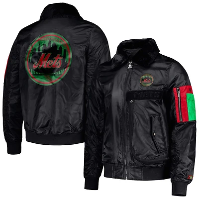 Men's Starter x Ty Mopkins Black New York Mets History Month Satin Full-Zip Jacket