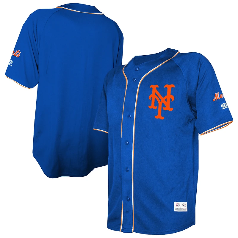 Maillot de mode Stitches Royal New York Mets pour homme, couleur l'équipe, entièrement boutonné