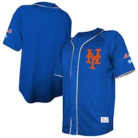 Maillot de mode Stitches Royal New York Mets pour homme, couleur l'équipe, entièrement boutonné
