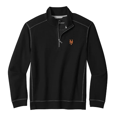 Sweat-shirt Tommy Bahama noir pour homme, modèle New York Mets Montego Bay, demi-zip