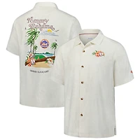 Men's Tommy Bahama Cream New York Mets Cooperstown Collection Grand Slam Bay Camp Button-Up Silk Shirt