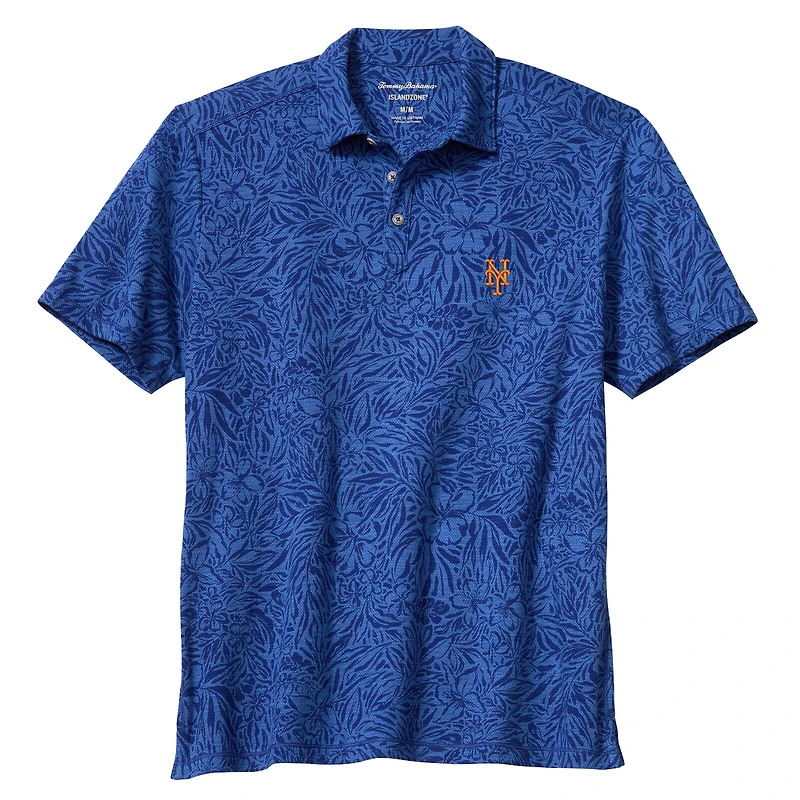 Men's Tommy Bahama Royal New York Mets Wild Hibiscus Tri-Blend IslandZone Polo