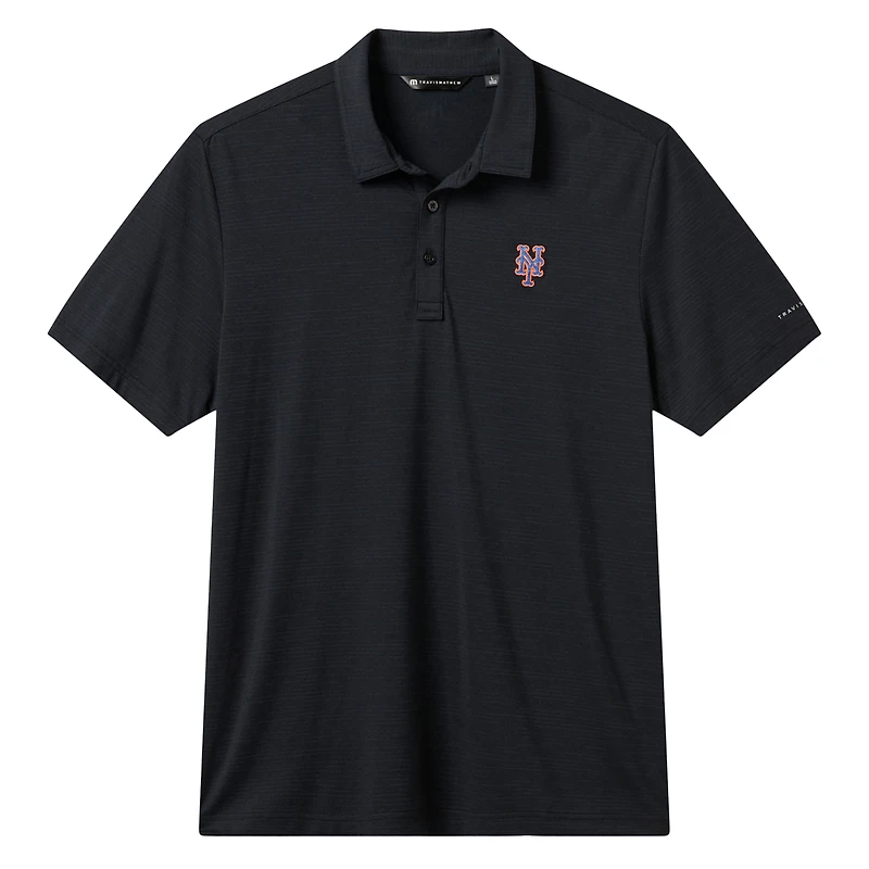 Polo homme TravisMathew Heather Black New York Mets Game Day en mélange de trois matières
