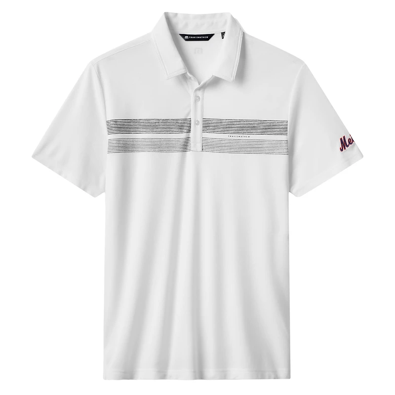 Polo tri-blend blanc Top Recruit des Mets de New York pour homme TravisMathew