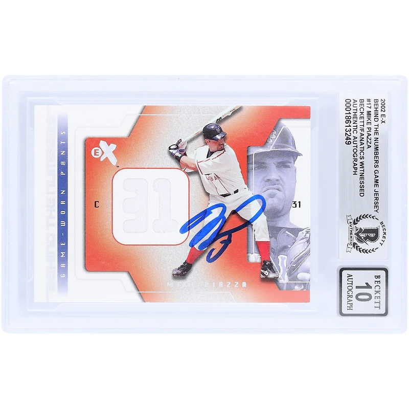 Mike Piazza New York Mets Autographed 2002 Upper Deck E-X Behind the Numbers GU Relic #EX-MP Beckett Fanatics Witnessed Authenticated 10 Card
