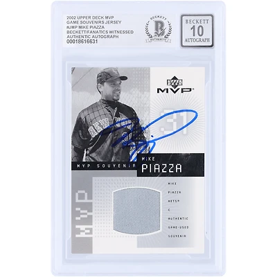 Mike Piazza New York Mets Autographed 2002 Upper Deck MVP GU Relic #J-MP Beckett Fanatics Witnessed Authenticated 10 Card