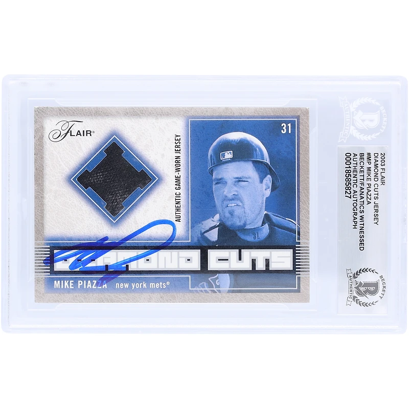 Mike Piazza New York Mets Autographed 2003 Flair Diamond Cuts GU Relic #DC-MP Beckett Fanatics Witnessed Authenticated Card