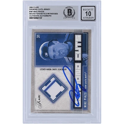 Mike Piazza New York Mets Autographed 2003 Fleer Flair Diamond Cuts Relic #DC-MP Beckett Fanatics Witnessed Authenticated 10 Card