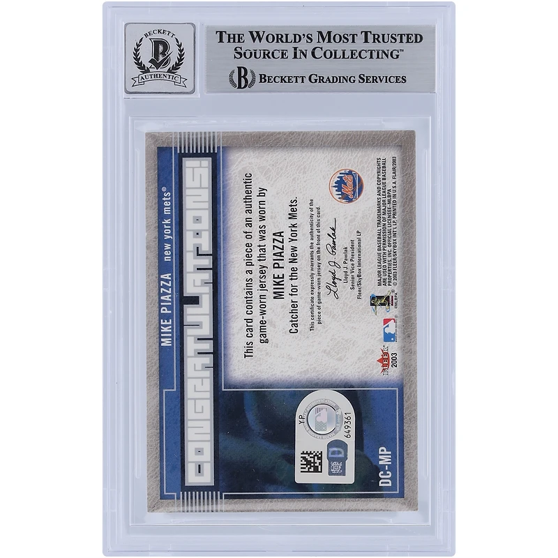 Mike Piazza New York Mets Autographed 2003 Fleer Flair Diamond Cuts Relic #DC-MP Beckett Fanatics Witnessed Authenticated 9/10 Card 