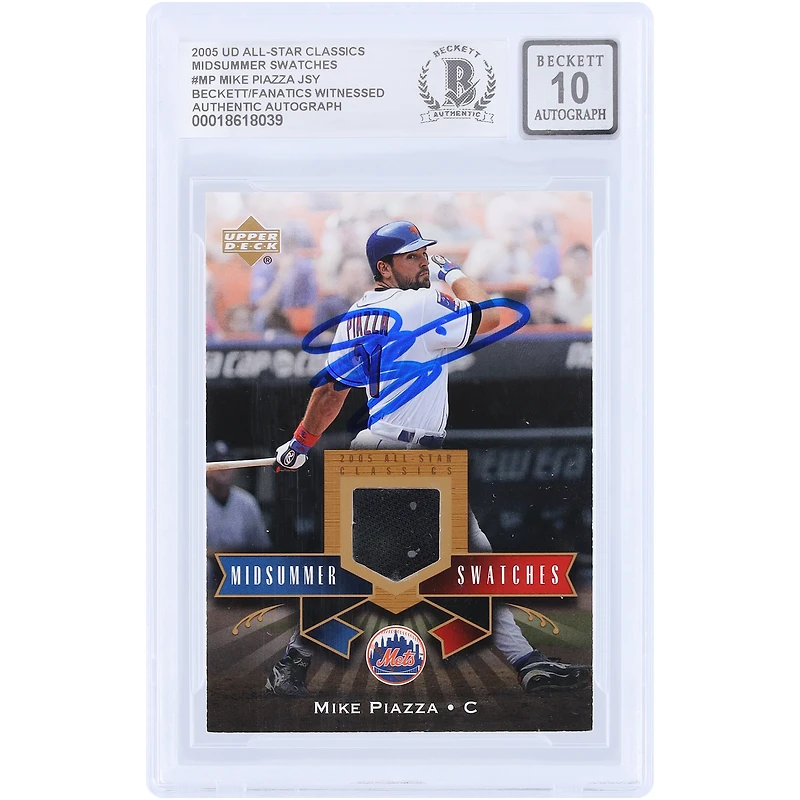 Mike Piazza New York Mets Autographed 2005 Upper Deck All-Star Classics Midsummer Swatches GU Relic #MS-MP Beckett Fanatics Witnessed Authenticated 10 Card