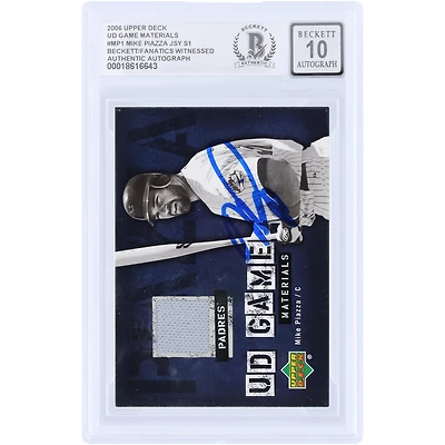 Carte autographiée de Mike Piazza (New York Mets) de 2006, Upper Deck Game Materials GU Relic #UD-MP, authentifiée par Beckett Fanatics Witnessed (n° 10).