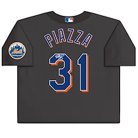 Maillot d'entraînement au bâton autographié par Mike Piazza des New York Mets, collection Cooperstown, noir, réplique