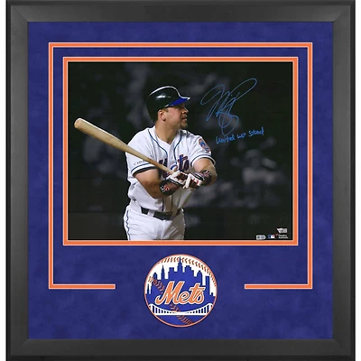Mike Piazza New York Mets Deluxe Framed Autographed 16" x 20" September 21 2001 Home Run Spotlight Photograph with "United We Stand" Inscription