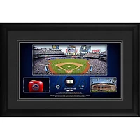 Collage panoramique encadré du stade des Mets de New York 10" x 18" avec un morceau de baseball utilisé lors du match - Édition limitée à 500 exemplaires