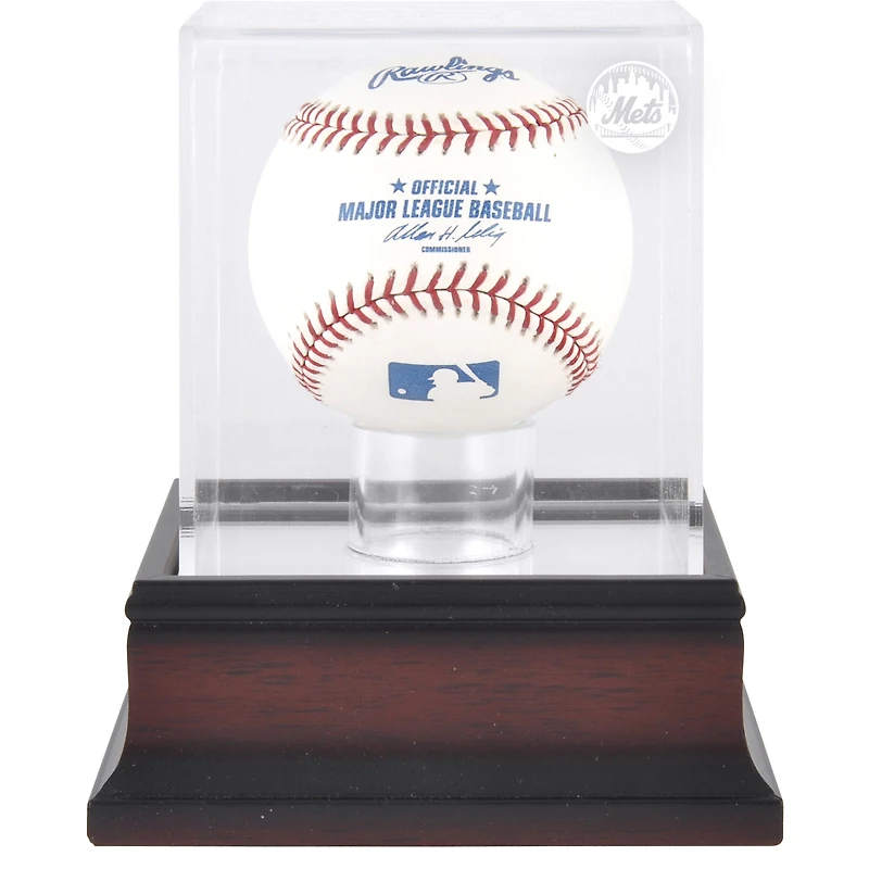 New York Mets Mahogany Baseball Logo Display Case