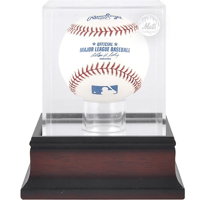 New York Mets Mahogany Baseball Logo Display Case