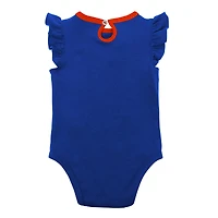 Ensemble trois pièces pour nouveau-né et bébé Royal/Orange New York Mets Love of Baseball Bib Body & Chaussons