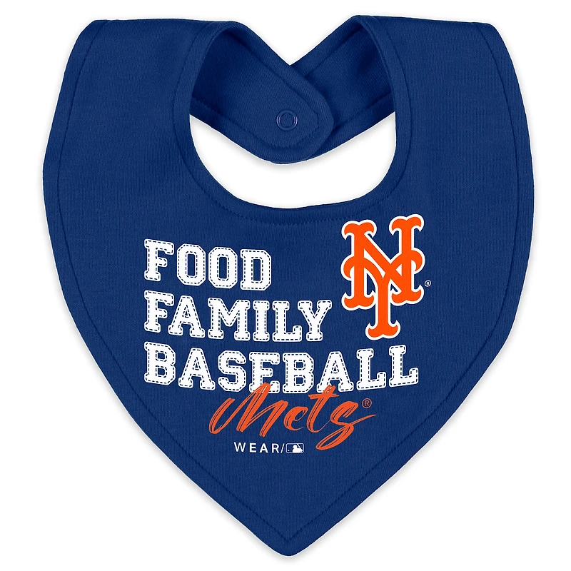 Newborn & Infant WEAR by Erin Andrews  Heather Gray New York Mets Sleep and Play Full-Zip Sleeper Bib Set