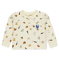 Newborn WEAR by Erin Andrews Cream New York Mets Two-Piece Waffle-Knit Sleep Set