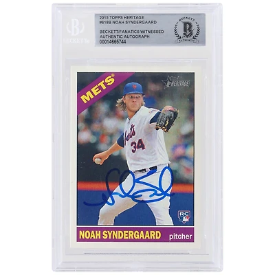 Noah Syndergaard New York Mets Autographed 2015 Topps Heritage #618 Beckett Fanatics Witnessed Authenticated Rookie Card
