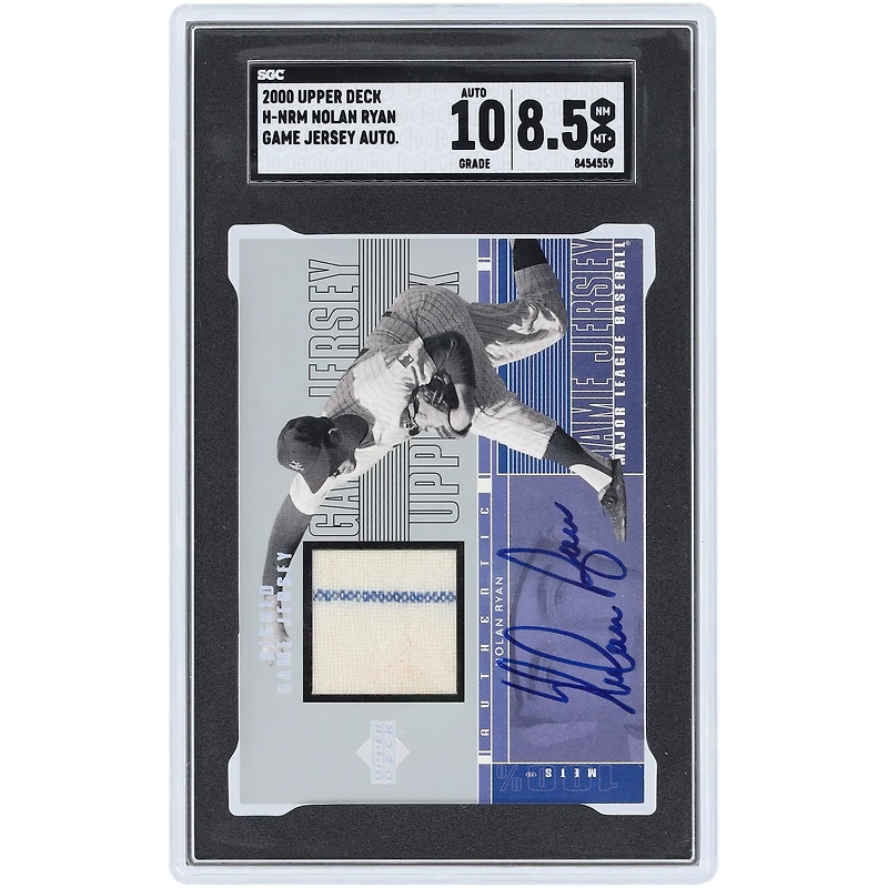 Nolan Ryan New York Mets Autographed 2000 Upper Deck Game Used Relic #H-NRM SGC Authenticated 8.5/10 Card