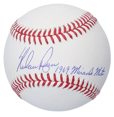 Nolan Ryan a autographié une balle de baseball Rawlings des New York Mets avec l'inscription « 1969 Miracle Mets »