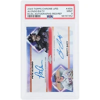 Pete Alonso & Brett Baty New York Mets Autographed 2023 Topps Chrome Update Dual Auto Red Refractor #DA-ABA #5/5 PSA Authenticated 9 Card