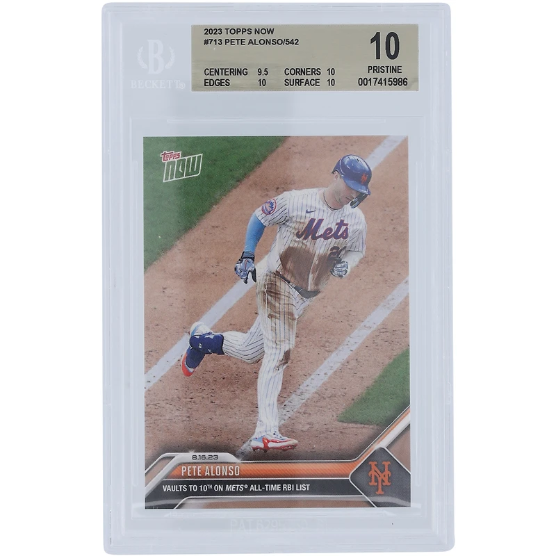 Pete Alonso New York Mets 2023 Topps Now 10th All-time Mets RBI List #713 BGS Authenticated 10 Card - 9.5,10,10,10 Subgrades