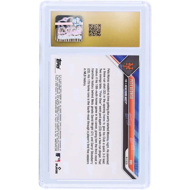 V106832 Mets Pete Alonso New York Mets 2023 Topps Now Polar Bear plonge dans les livres des records #669 CGC Authentifié Pristine 10 Card Pete Alonso UNS TPP TRADING CARDS 45664 COLTRC CC01BB1468 #8
