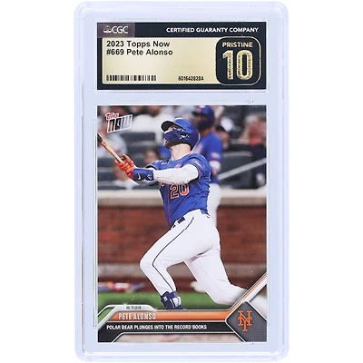 Pete Alonso New York Mets 2023 Topps Now Polar Bear Plunges into The Record Books #669 CGC Authenticated Pristine 10 Card