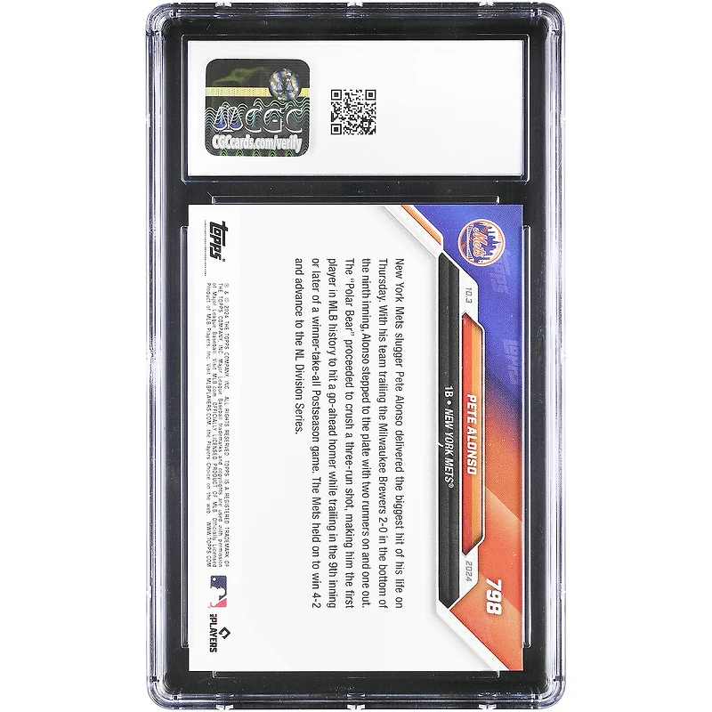 Pete Alonso New York Mets 2024 Topps Now Power Mets in NLDS #798 CGC Authenticated Card