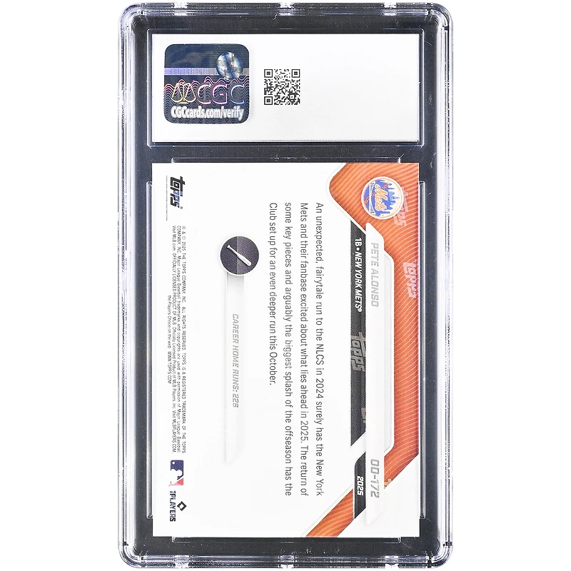 Pete Alonso New York Mets 2025 Topps Now Road to Opening Day #OD-172 CGC Authenticated 9.5 Card
