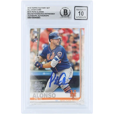 Pete Alonso New York Mets Autographed 2019 Topps Factory Set All Star Game #475 Beckett Fanatics Witnessed Authenticated 10 Rookie Card