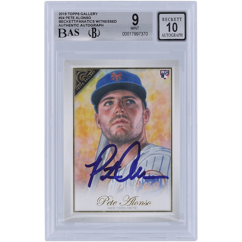 Pete Alonso New York Mets Autographed 2019 Topps Gallery #24 Beckett Fanatics Witnessed Authenticated 9/10 Rookie Card
