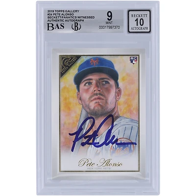 Pete Alonso New York Mets Autographié 2019 Topps Gallery #24 Beckett Fanatics Witnessed Authenticated 9/10 Rookie Card