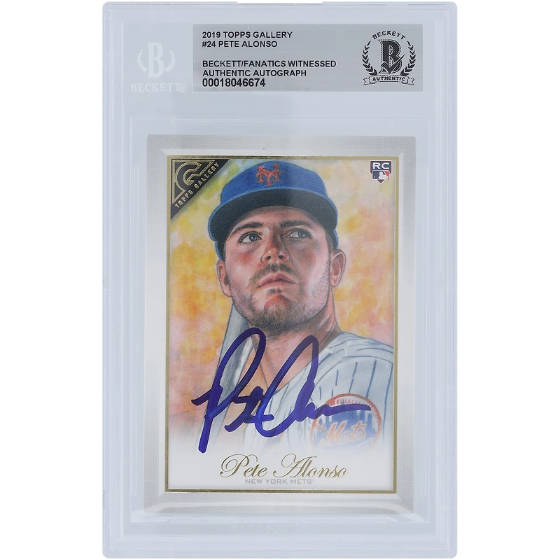 Pete Alonso, New York Mets, carte de recrue authentifiée autographiée 2019 Topps Gallery #24 Beckett Fanatics