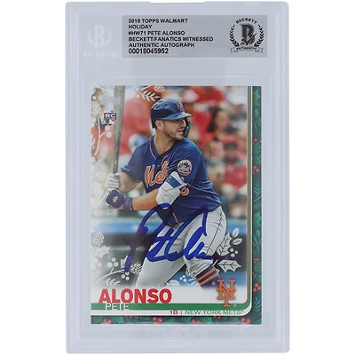 Pete Alonso, New York Mets, carte de recrue authentifiée Topps Holiday Walmart #HW71 signée par Beckett Fanatics 2019
