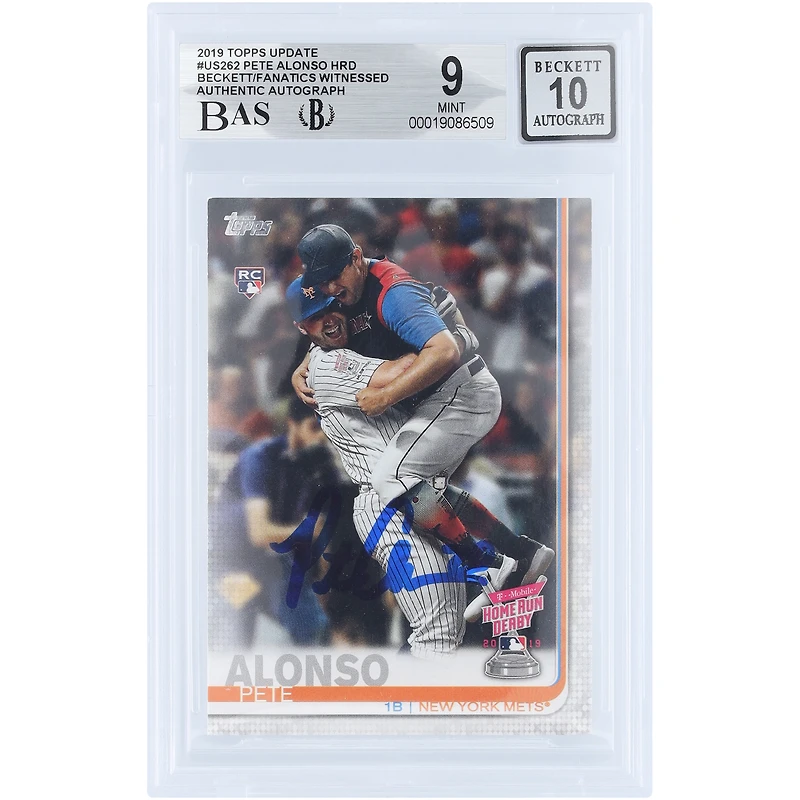 Pete Alonso New York Mets Autographed 2019 Topps Update Home Run Derby #US262 Beckett Fanatics Witnessed Authenticated /10 Rookie Card