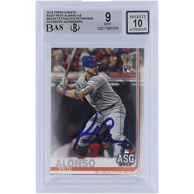 Pete Alonso New York Mets Autographed 2019 Topps Update #US47 Beckett Fanatics Witnessed Authenticated 9/10 Rookie Card